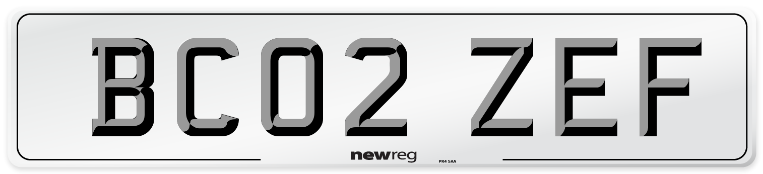 BC02 ZEF Number Plate from New Reg